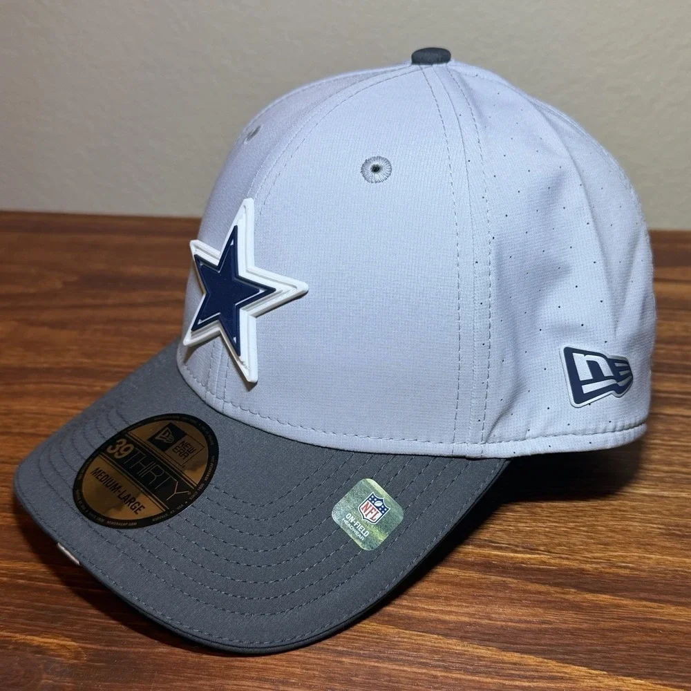 New Era Dallas Cowboys Training Camp Hat 39THIRTY Size M/L Grey Stretch Cap NEW